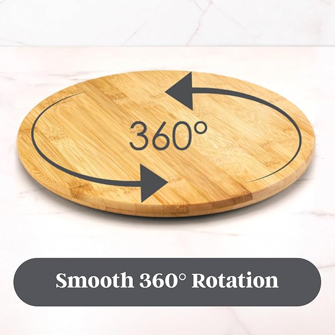 TB Home 14 Inch Bamboo Lazy Susan Turntable for Kitchen & Table Top | Keep spices, sauces, condiments, and seasonings within reach. Sized for kitchen cabinets, pantries, counters, and table tops.