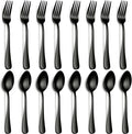 12 pcs Black Spoons And Forks Set,Top Food Grade Stainless Steel Forks And Spoons Silverware