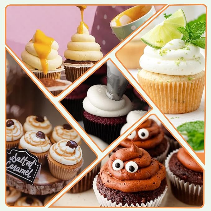 Hendiy 5 Pieces Large Round Piping Tip Set, Stainless Steel | Professional Cake Decorating, Frosting Tip, For Cupcakes Cakes Cookies