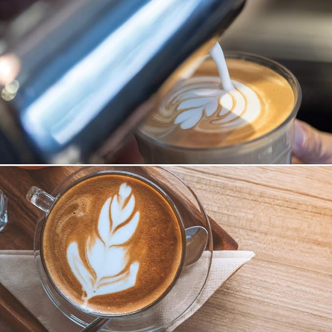 Milk Frothing Jug, Milk Frothing Pitcher Pouring Jug Espresso Cup with Measurement Inside 32oz/900ml Stainless Steel Creamer Cup for Making Coffee Cappuccino Hot Chocolate Machine
