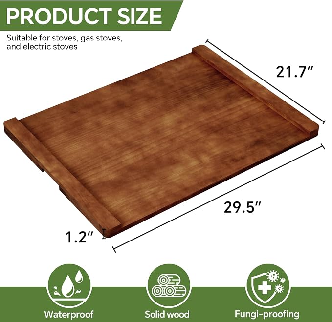Noodle Board Stove Cover, Stove Top Covers for Electric 30"L X 22"W, Stove Top Covers for Gas Burners, Sink Cover for Counter Space, Durable Easy Clean Countertop, Farmhouse Decor Tray