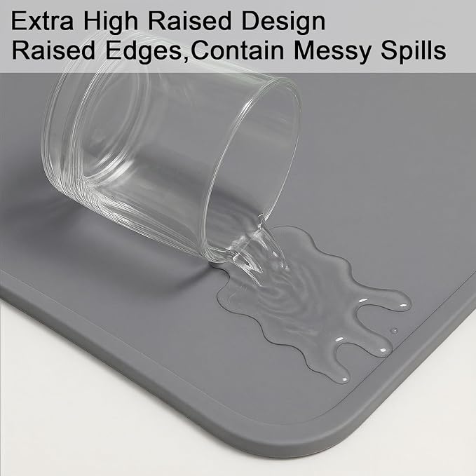 Silicone Mat 35.4"x23.6" Silicone Mats for Kitchen Counter Heat Resistant Mats for Countertop, Countertop Protector Mat, Edge Heightening Nonstick Waterproof Multipurpose Table Mat (Dark Gray)