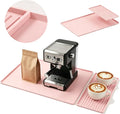 Silicone Coffee Mat 24 x 16 in with Tray, Soft Light Pink | Coffee bar mat for countertop use, coffee station mat or coffee machine mat with removable tray and 0.47 in raised rim.