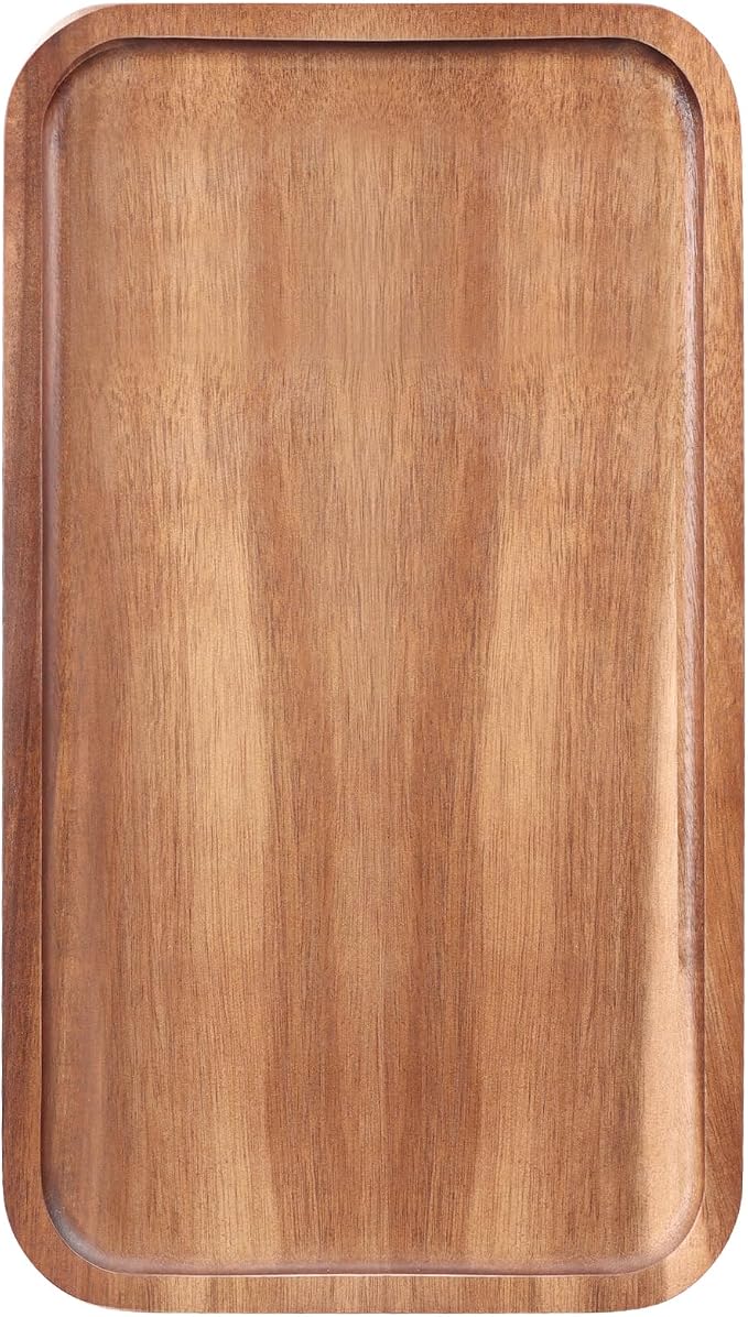 Acacia Wood Serving Trays Charcuterie Board Cheese Platter Wooden Plates | Rectangle Kitchen Dinner Tray Wood Cake Plates Cookie Appetizer Platters Long Snack Dessert Trays for Party Food Platter