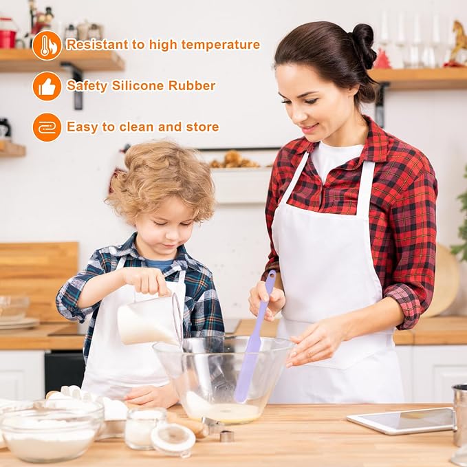 4 Pcs Silicone Jar Spatula, Heat Resistant Cake Cream Scraper Set | Non-Stick Silicone Spatula, 9.8 Inch Cake Cream Butter Scraper(4 colors）