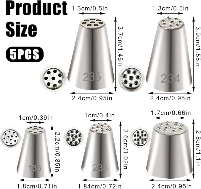 5pcs Grass Piping Tip, Stainless Steel Grass Icing Tip, Cake Decorating Tips Piping Tips Set for Frosting Cupcakes Decoration DIY Baking Supplies
