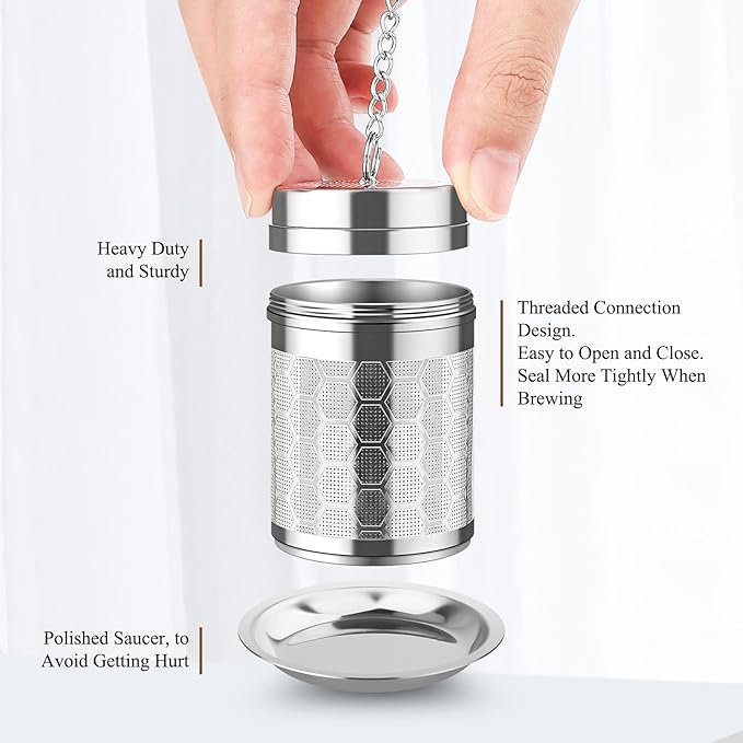 Tea Infusers for Loose Tea (1 Pack), 18/8 Stainless Steel Tea Strainer, Extra Fine Mesh Tea Diffuser for Brewing Tea, Spices & Seasoning | Versatile for tea, spices & seasonings, fine mesh traps sediment, dishwasher-safe