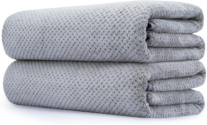 Extra Large Bath Towel Set of 2 (35"x70"),Oversized Bath Sheet Super Soft Highly Absorbent Jumbo Bathroom Towel Set Microfibers Quick Dry Shower Towel for Hotel,Bathroom,Guest,Spa,Gym (2PCS Grey)