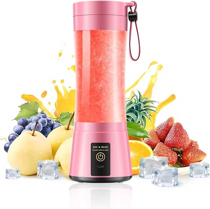 Mini Portable Smoothies Travel Blender - Personal Size Blender | 380Ml Juice Cup BPA Free, 6 Stainless Steel Blades, Powerful Blending Easily Squeezed Fresh Juice in Sports/Gym/Picnic