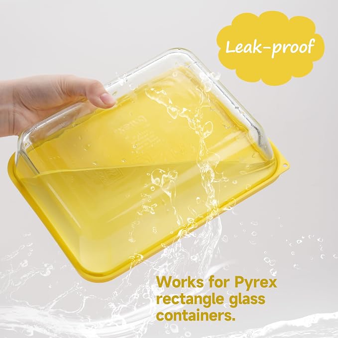 LUVCOSY 3 Cup 6 Cup 11 Cup Rectangle Silicone Storage Cover Lids Replacement for Pyrex 7210-PC, 7211-PC, 7212-PC Glass Bowls, (Container not Included) 3 Pack, Microwave, Dishwasher and Freezer Safe