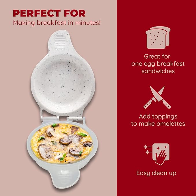 Good Living Microwave Egg Muffin Pan – Quick 1-Minute Breakfast Sandwich Maker, Non-Stick, BPA-Free