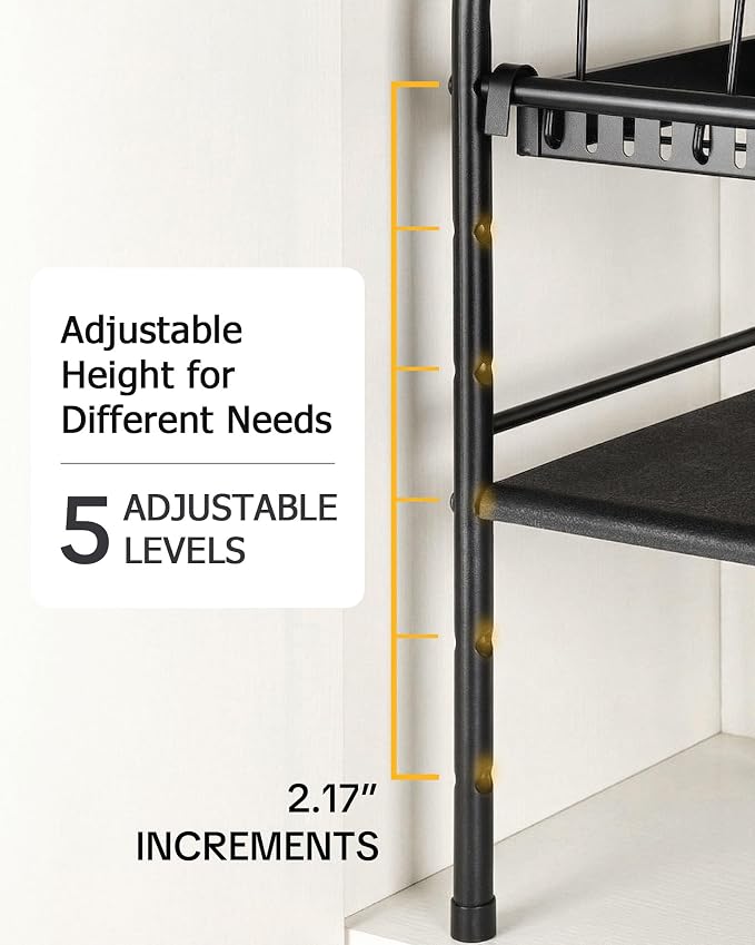 HULISEN Pots and Pans Organizer Under Cabinet, 2-Tier Expandable Pot Rack | 10 Dividers for Lid Separation, 5-Level Adjustable Height, Kitchen Cookware Pan Holder Shelf, Carbon Steel Frame