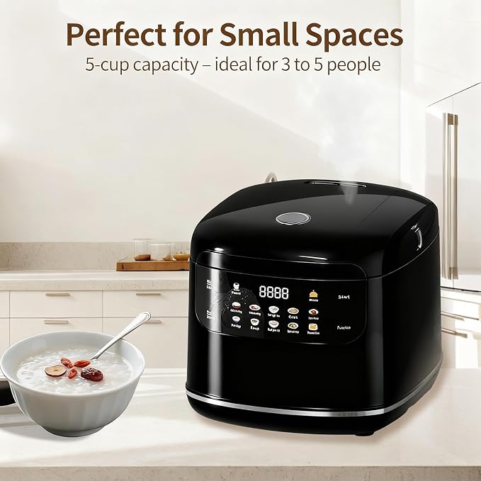 Mini Protable Smart Rice Cooker,2.1Quart 2L,6 Cups Cooked/3 Cups Uncooked | 400W Non-Stick Rice Maker with Steamer Basket,24 H Auto Keep Warm, Timer Delay, Fast Cooker for Dorm, Office & Small Families