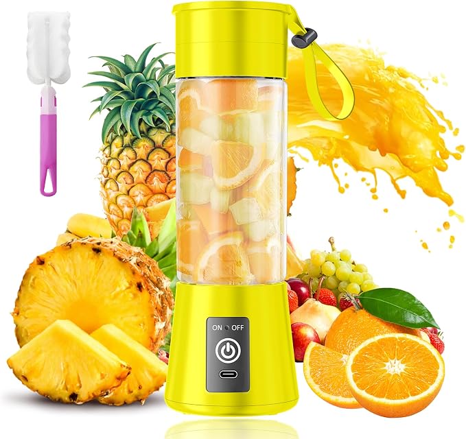 Portable Personal Size Mini Blender - 2026 New Upgrade Smoothies Blender | Small Blender with 380Ml Traveling BAP Free Cup for Sports/Home, 6 Blades Easily Squeeze Fresh Juice, 20000Rpm/Min Speed