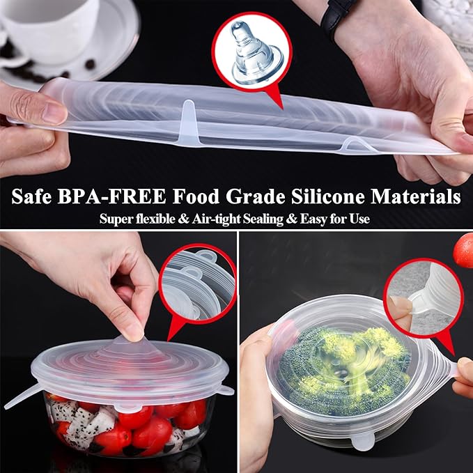 Silicone Can Lids (10-Pack of 2.6 inch), Reusable Silicone Stretch Lids for Pet Food Cans, Leakproof BPA-free Seal Can Covers for Soda/Beer Cans, Mugs, Cups, Canned Pet Foods