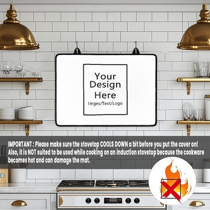 Personalized Stove Top Cover for Electric Stove, Induction Silicone Cooktop Mat, Customized Electric Stove Top Protector Mat Design Your Own Cover Gifts for Home Decor