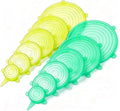 12 pcs Silicone Stretch lids set(6 Sizes,green&yellow) | Reusable Food Storage Covers,Flexible to Fit All Shape of Containers,Food Cover to Keep Food Fresh