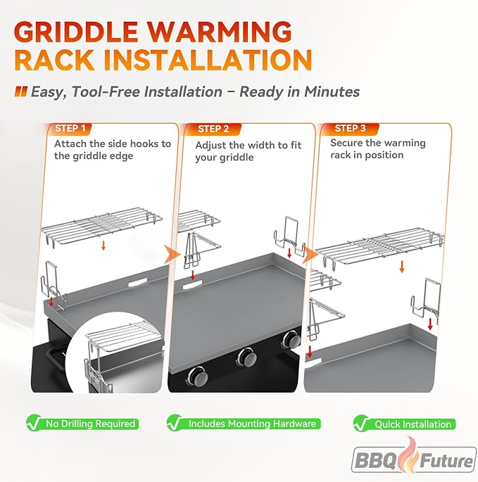 Griddle Warming Rack for Blackstone Griddle, Adjustable Griddle Accessories Cooling Warmer Rack for Black stone Weber and Most Tabletop Flat top 17 22 28 36 Inch Gas Grills