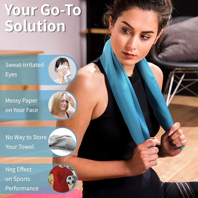 YESLIFE Cooling Towels, 4-Pack 40"x12", Multicolor Set F | Microfiber gym towels, soft breathable neck wrap, cooling towel for yoga running sport camping, Multicolor, 4-pack