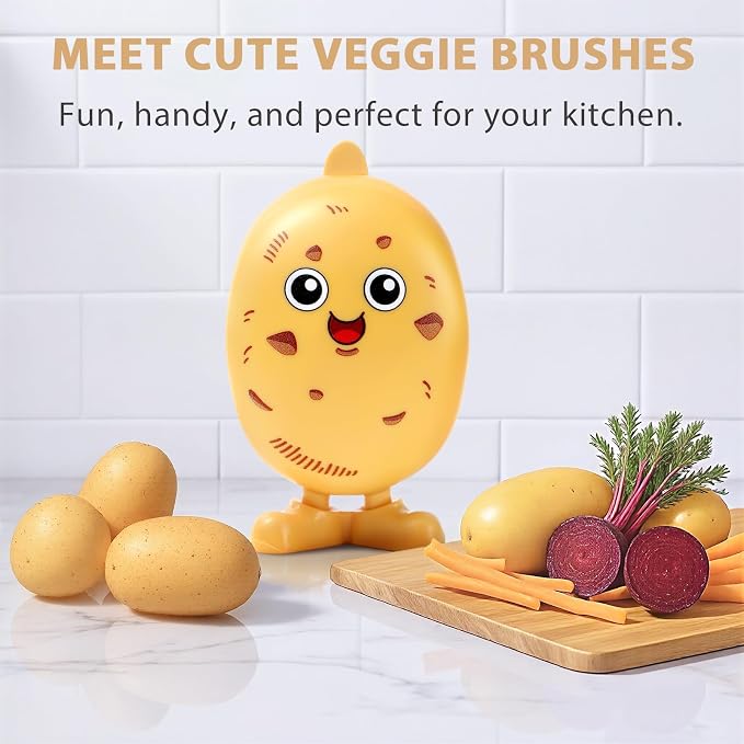 Lumkew Vegetable Potato Scrubber Brush for Food | Produce Brushes for Fruits and Veggie Washing Potatoes Scrub Cleaner Fun Kitchen Gadgets