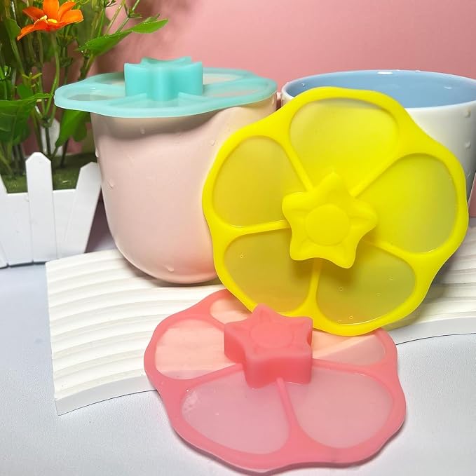Extra-large Silicone Cup Lid (Set of 3), Multicolored Silicone Lids for Mugs, Cups, Flexible Mug Covers, Tea Pots, Hot Cup Lids for Coffee & Tea (Style G)