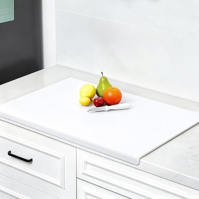 Wesiti Large Acrylic Cutting Board with Lip Non Slip 30"L X 20"W White Cutting Board Chopping Acrylic Countertop Protector Cover Shatter Resistant for Home Restaurant Kitchen Sink Stove