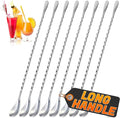 8 Pcs Bar Spoons Set, 12" Long, Twisted Spiral, 304 Stainless Steel | Bar Mixing Spoon Set; Dishwasher Safe, Polished; Sugar Spoon for Cocktails, Coffee, Milkshakes, Smoothies, and Coffee Shop