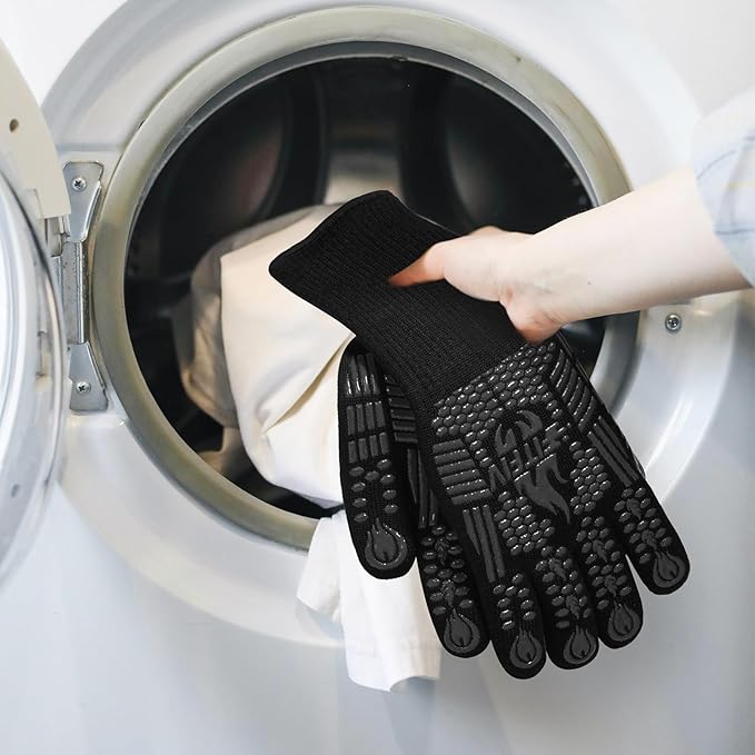 BBQ Gloves, 1472°F Heat Resistant with Silicone Grip Oven Mitts | Non-Slip Grip, for BBQ, Grilling, Oven, Smoker, Cooking and Baking