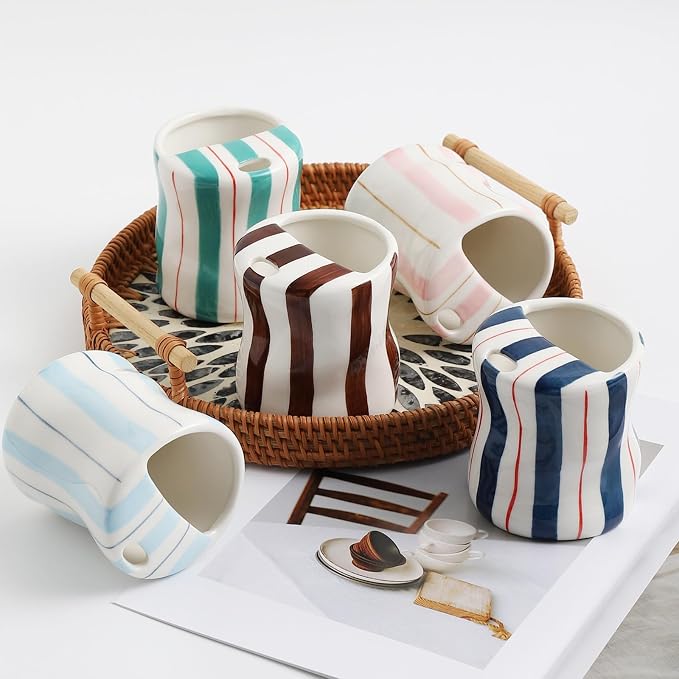 Espresso Cups Ceramic Coffee Mug Series European Striped Dot Coffee Cup And Saucer Mug Cake Plate Afternoon Tea Set Tea Cup And Saucer (Deep Blue)