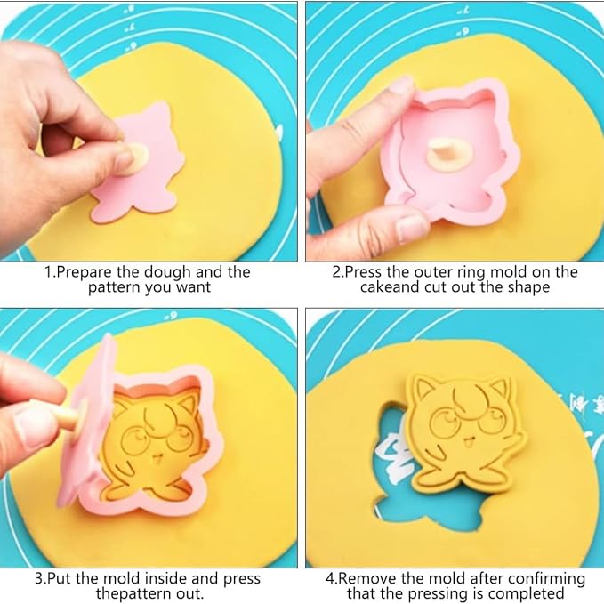 Plastic Cookie Cutter Stamps Set, 8 Pieces for Kids Baking | Colorful plastic stamps help children cut and emboss cookies, fondant and DIY baking treats.