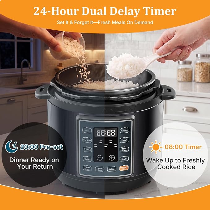NEWBULIG 10-In-1 Electric Pressure Cooker, 3 Quart Multi Cooker for Rice, Stew and Steam, Small Programmable Stainless Steel Pot with Slow Cook Function and Ceramic Inner Pot