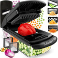 Fullstar Pro Original Vegetable Chopper & Mandoline Slicer Kitchen Gadget | 6 in 1 Veggie Slicer, Onion & Fruit Cutter with Sharp Stainless Steel Blades & Container, All-in-One Meal Prep Tool (Black)