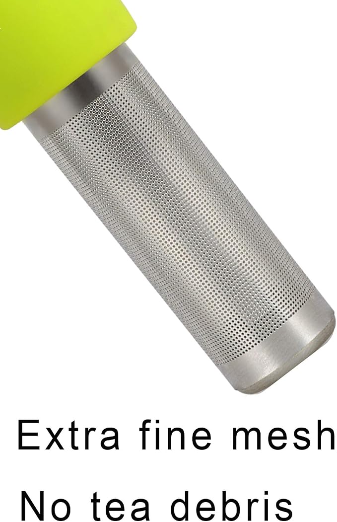 Leden 2 Pack Loose Leaf Tea Steeper Extra Fine Mesh, Gray and Green | Stainless Steel Fun Person-shaped Design Tea Strainer Filter with Silicone Handle for Loose Tea Ball for Cup Mug