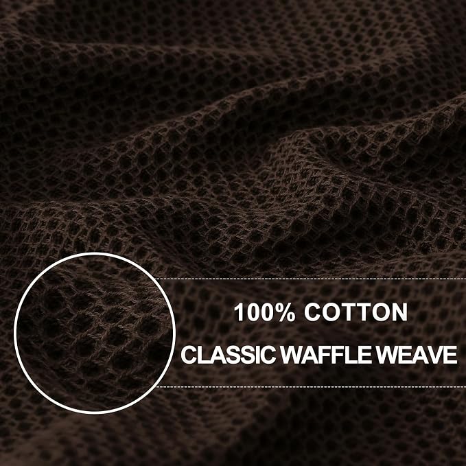 Homaxy 100% Cotton Waffle Weave Kitchen Dish Cloths, 7-Pack, Dark Brown | 12 x 12 Inches, Ultra Soft Absorbent Dish Towels, Quick Drying Dish Rags with Hanging Loop