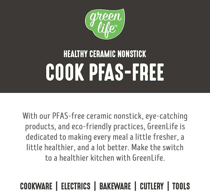 GreenLife Soft Grip Diamond Healthy Ceramic Nonstick 11" Griddle Pan, PFAS-Free, Dishwasher Safe, Black