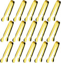 15PCS Mini Tongs for Serving, Metal Tong Stainless Steel Gold Tongs, 4.25Inch Small Sugar Tong, Kitchen Mini Serving Tongs for Appetizers, Ice, Charcuterie, Gold Utensil for Dessert Table, Tea Party