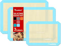 Katbite Silicone Baking Mat Set of 3 Light Blue | 2 Half Sheets Mats + 1 Quarter Baking Sheet, Reusable & Nonstick Bakeware Mats for Cookies, Macarons, Bread