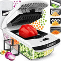 Fullstar Pro Original Vegetable Chopper & Mandoline Slicer Kitchen Gadget | 6 in 1 Veggie Slicer, Onion & Fruit Cutter with Sharp Stainless Steel Blades & Container, All-in-One Meal Prep Tool (White)