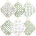 6 Pack Pot Holders 100% Cotton Heat Resistant Potholder, Machine Washable Pot Holder, Hot Pads, Table Pads for Cooking Baking (C)