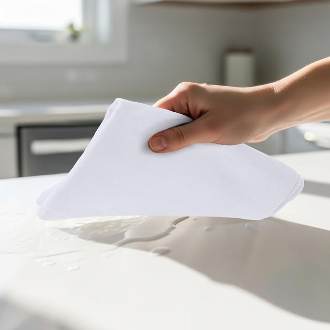 Utopia Kitchen White Flour Sack Towels [12 Pack - 28 x 28 Inch] 100% Cotton | Tea Towels for Cleaning & Drying - Highly Absorbent Kitchen Dish Cloth