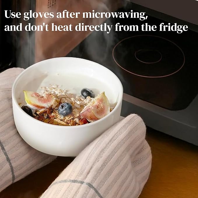 DOWAN White Ceramic Bowls Set of 6, 20 oz Ceramic Cereal Bowls, Everyday Cereal, Soup & Rice Bowls, Stackable Stoneware for Modern Kitchens, Dishwasher & Microwave Safe Bowl