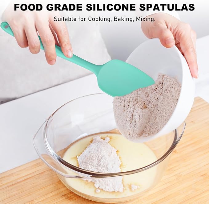 NileHome Silicone Spatula Set, 6 Pcs Food Grade Kitchen Utensils with Silicone Brush Heat Resistant Up to 600°F Dishwasher Safe BPA-Free Rubber Spatula for Scraping, Baking, Cooking, Mixing, Turquoise