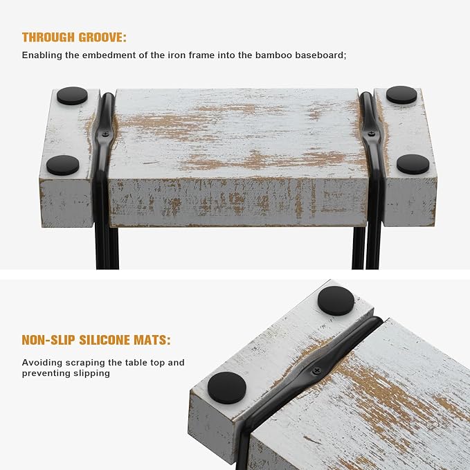 Wican Napkin Holder for Table, Wood Iron Standing Napkin Dispenser | Dining Table Farmhouse Cocktail Picnic Rustic Wood Holders, Suitable All Kitchen Dining Room Decor, Black & Farmhouse White