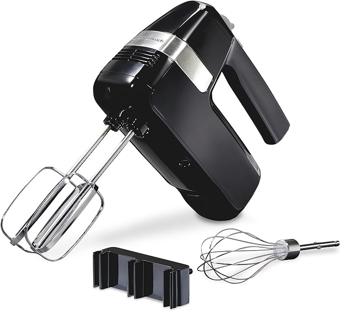 Hamilton Beach Electric Hand Mixer With 6 Speeds + Stir Button | 300 Watts of Peak Power for Powerful Mixing | Includes Whisk and Storage Clip | Black | 62628