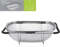 Tiawudi 6-Quart Large Over The Sink Colander, Heavy Duty 40% Thicker 18/8 Stainless Steel Fine Mesh Strainer Basket with Expandable Rubber Grip Handles - Strain, Drain, Rinse Fruits, Vegetables