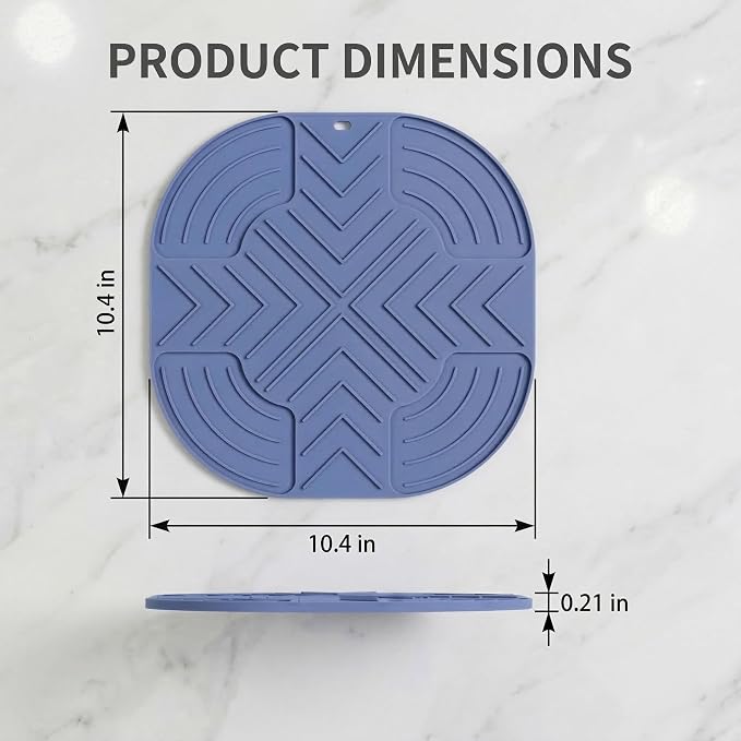 2-Pack Silicone Heat Resistant Mat for Ninja Crispi Glass Air Fryer (FN101GY FN101SG FN101ST), 10.4" Countertop Protector Trivet & Non-Slip Hot Pad, Essential Ninja Crispi Accessories, Blue