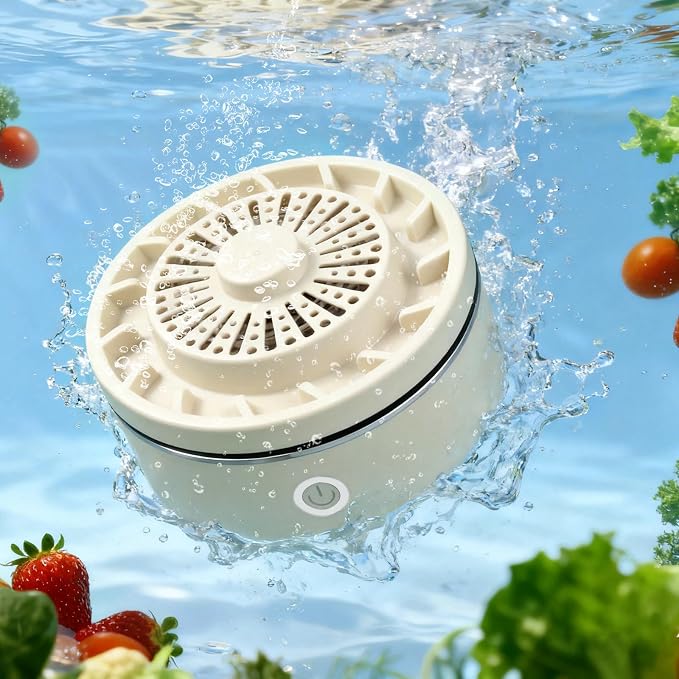 Fruit and Vegetable Wash Machine, AZ GOGO Produce Cleaner Device, 2026 New Ti Electrolysis Wireless Automatic Fruit and Vegetable Washer Portable Food Purifier (Beige)