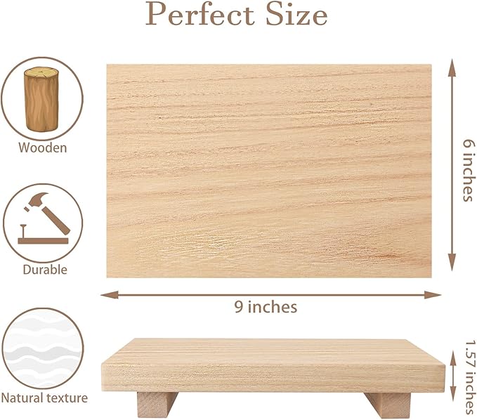 Wood Bathroom Tray Farmhouse Decor Kitchen Soap Holder, 9"x6" Burlywood | Waterproof, Lightweight, Easy Clean, Small Wooden Riser Pedestal Stand Accessories for Office Desk, Vanity, Counter, Sink