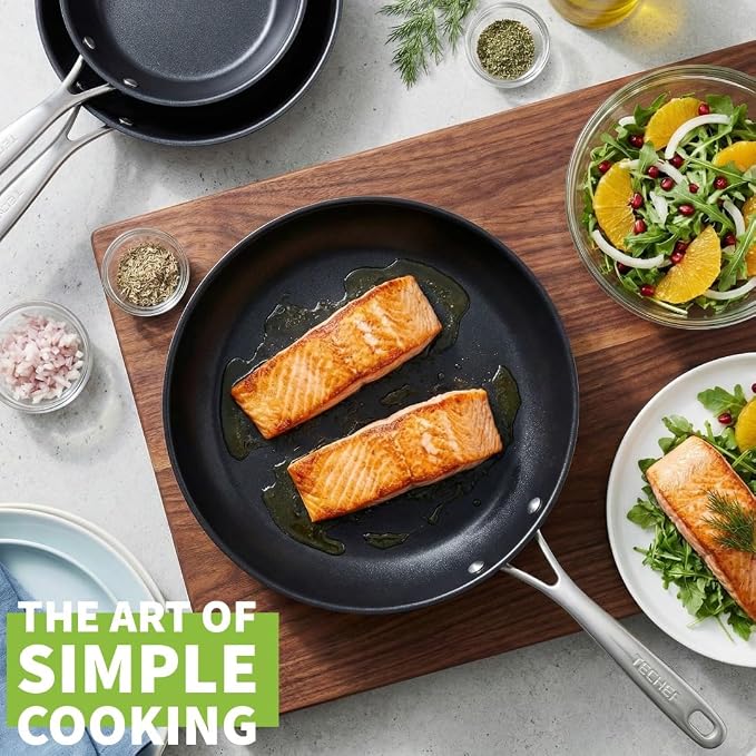 TECHEF - Onyx Collection 12-Inch Nonstick Frying Pan Skillet, PFOA-Free, Dishwasher Oven Safe, Stainless Steel Handle, Induction-Ready, Made in Korea (12-inch)