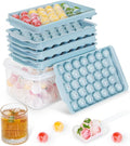 Optish Ice Cube Tray with Lid and Bin, 3 Pack Ice Trays for Freezer, 99 Pcs Round Ice Cube Mold, Ices Maker Bucket with Scoop for Cocktail, Coffee, Rv Accessories, Easy to Release (1 inch, Blue)